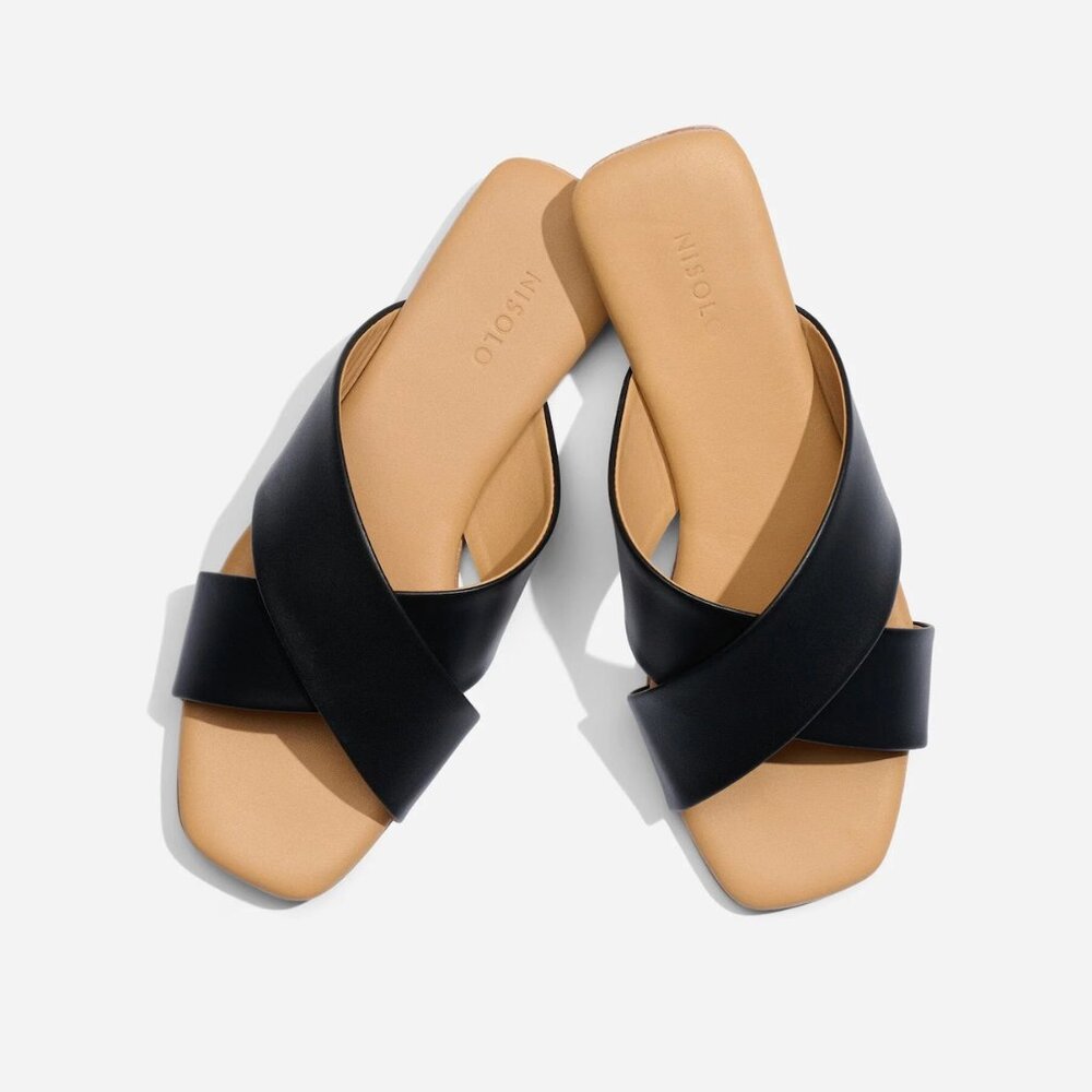 Nisolo Black Catalina Slide Sandal